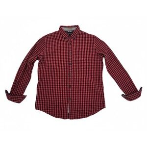 Denim & Flower Ricky Singh Button Up Shirt Mens Large Long Sleeve Red/Blk Check